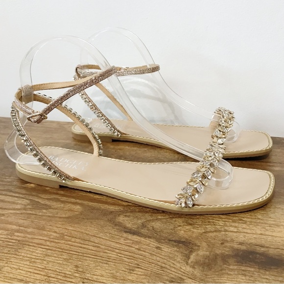 Badgley Mischka Shoes - NWOT Badgley Mischka Kensey Navette Rhinestone Crystal Wedding Sandal Flats 8